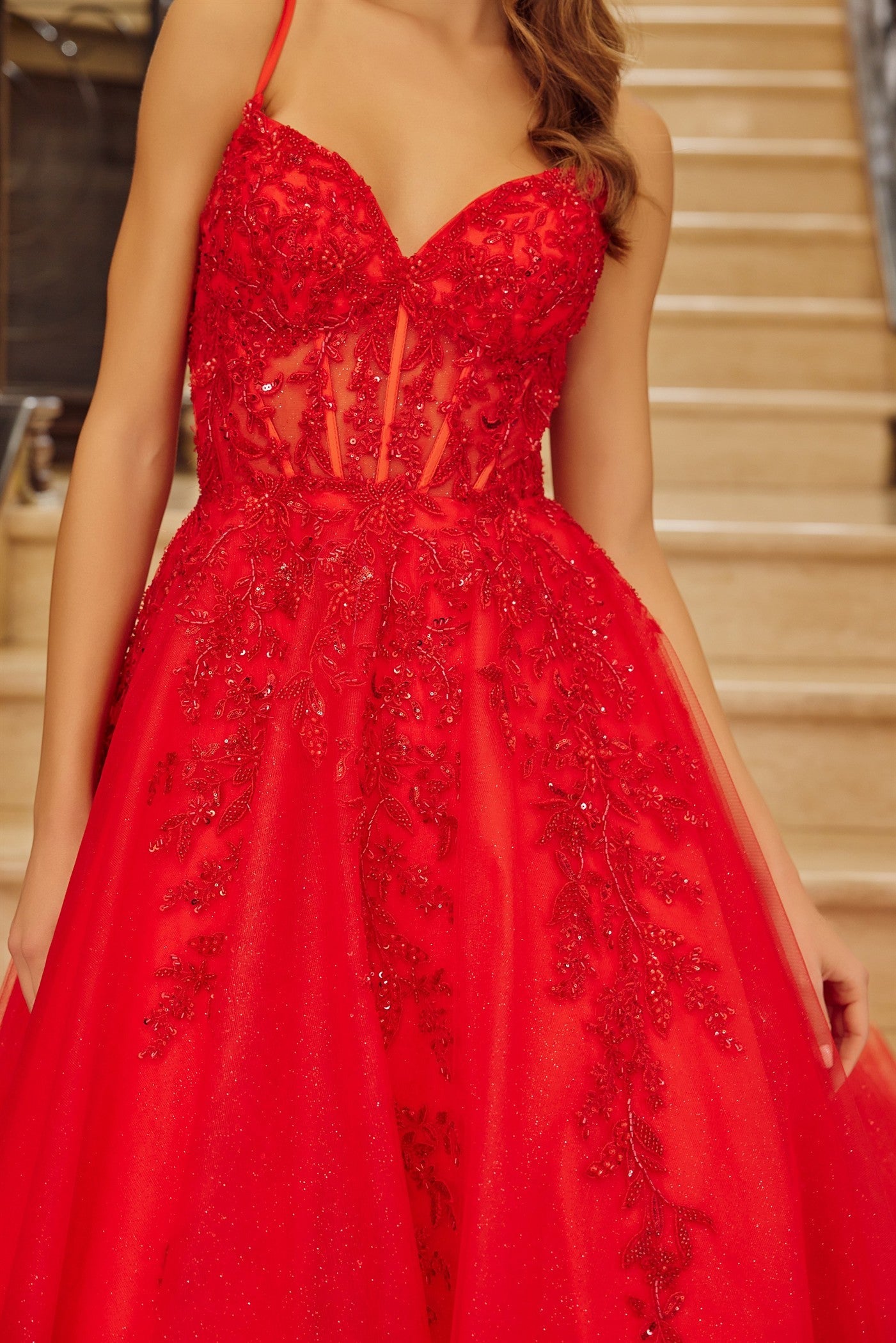 red long prom dress