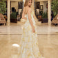yellow ruffle prom dress
