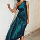 Olympia Asymmetrical Pleated Maxi Dress