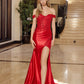 Satin Strapless Off-The-Shoulder Prom Dress