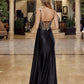 Prom Dress with Plunging V Neckline and Sheer Waist