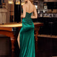 Satin Strapless Prom Dress with Embroidered Bodice