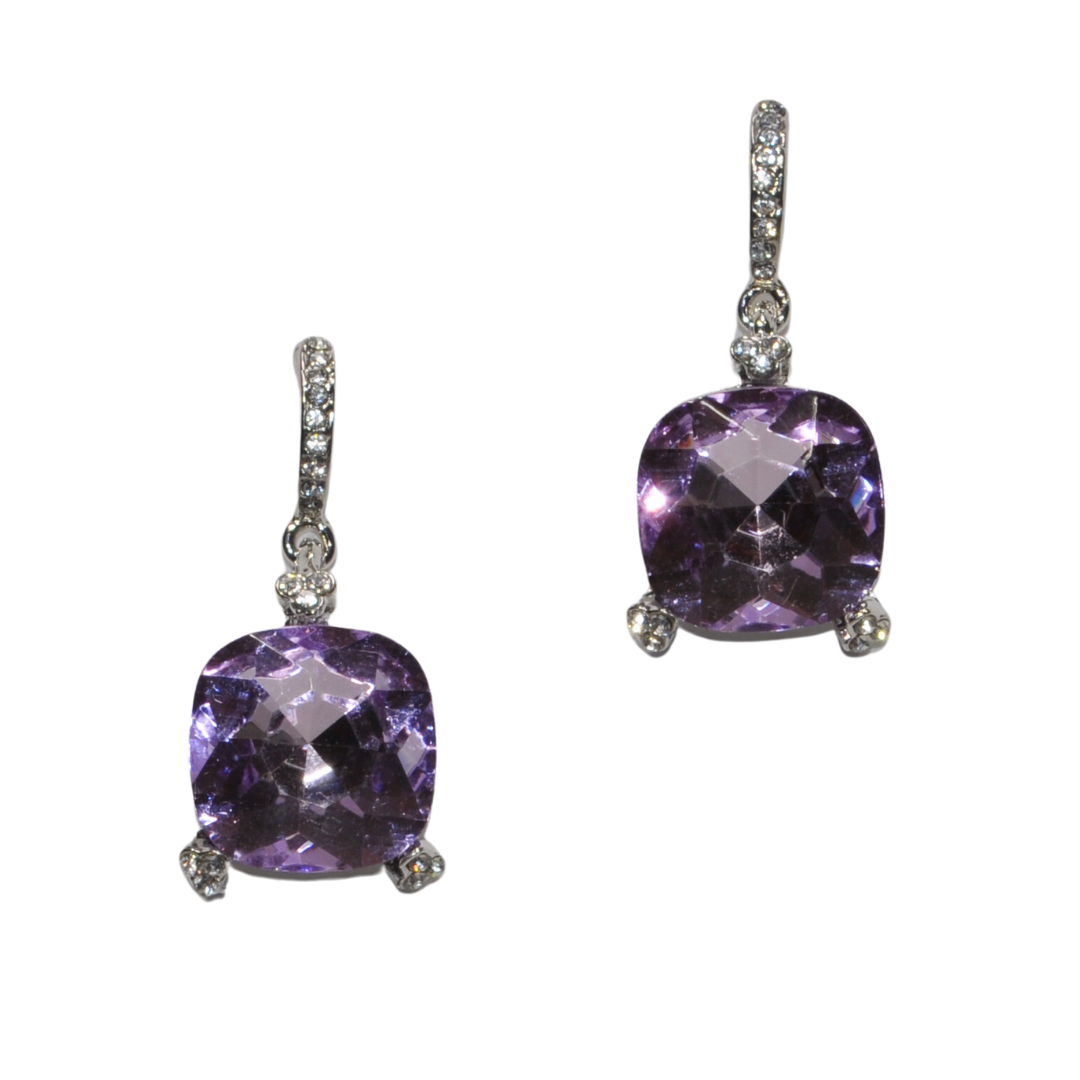 Amethyst Square Crystal Earring-610 ACCESSORIES - EARRING-FORMAL SOCIETY