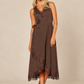 Lace V Neck Midi Dress