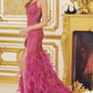 Glitter Prom Gown with Feathers