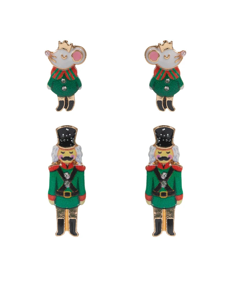 Green Nutcracker & Mouse King  Earring Set