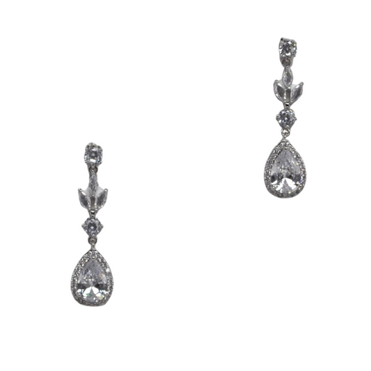 CZ Round and Marquis Drop Earring-610 ACCESSORIES - EARRING-FORMAL SOCIETY