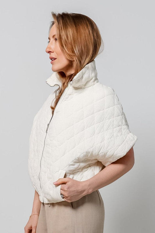 Charlston Quilted Short Sleeve Bomber Jacket-210 RTW OUTERWEAR-FORMAL SOCIETY