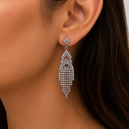AB/Silver Tassel Earring