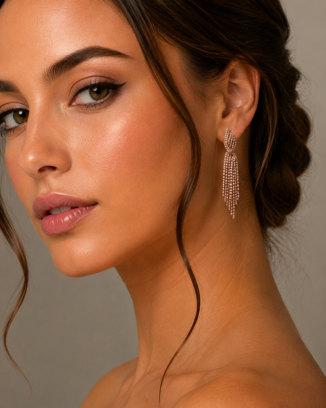 Crystal/Rose Gold Tassle Earring