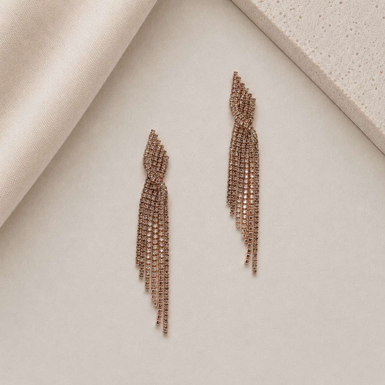 Crystal/Rose Gold Tassle Earring