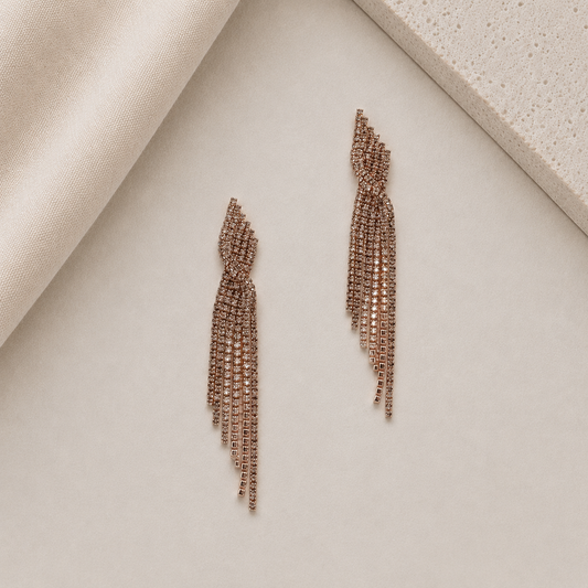 Crystal/Rose Gold Tassle Earring