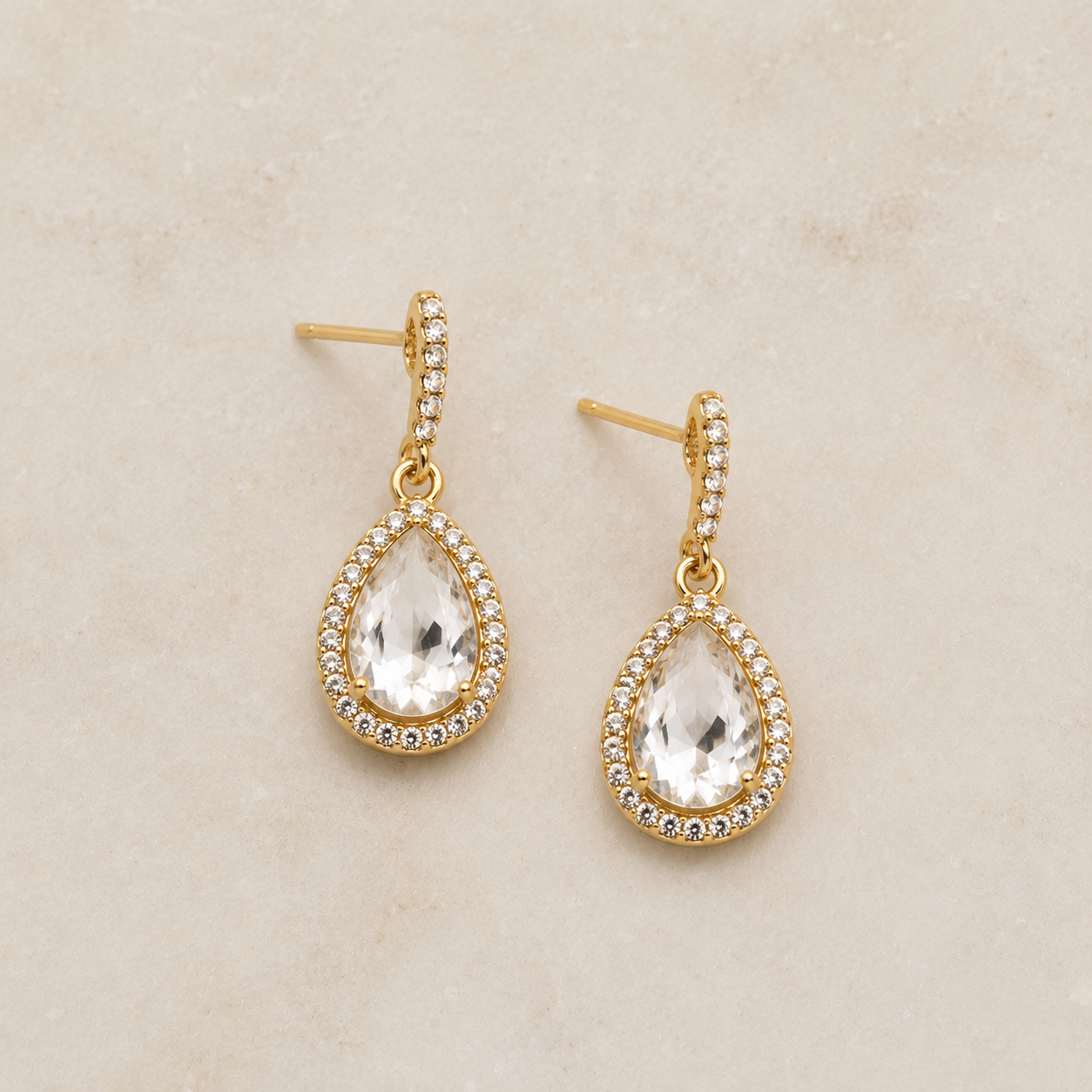 Gold Teardrop Hook Earring