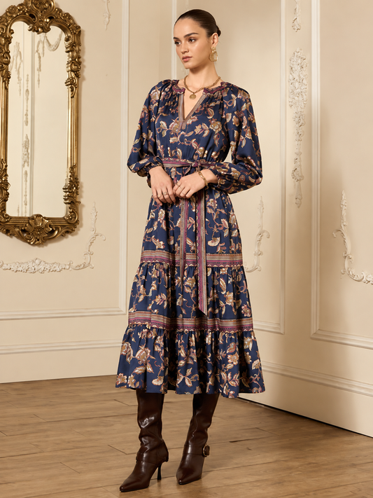 Midnight Paisly Tiered Maxi Dress