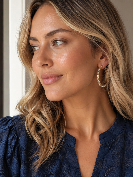 18K GF Hoop Rhinestone Earring