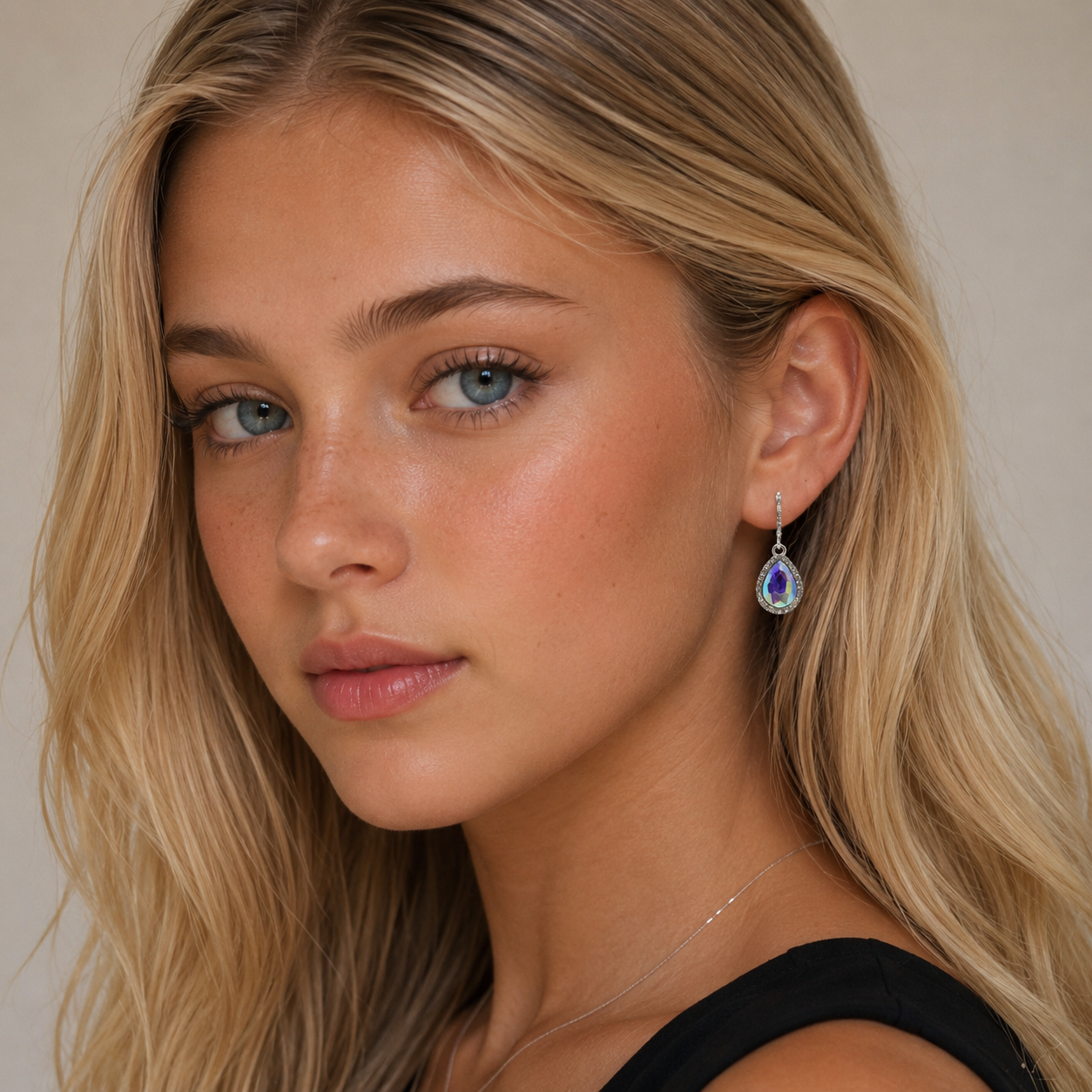 Teardrop Earring - AB/Silver