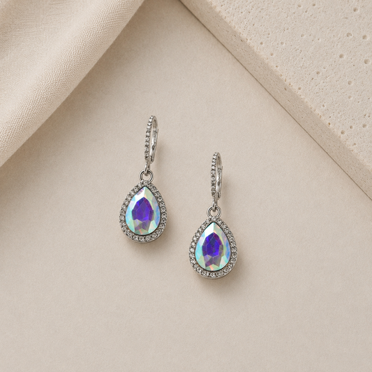 Teardrop Earring - AB/Silver