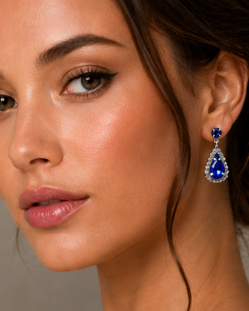 Small Dangle Earring - Sapphire/Silver