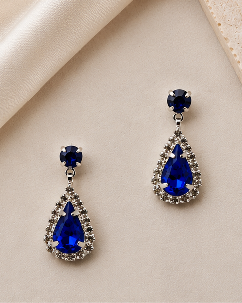 Small Dangle Earring - Sapphire/Silver