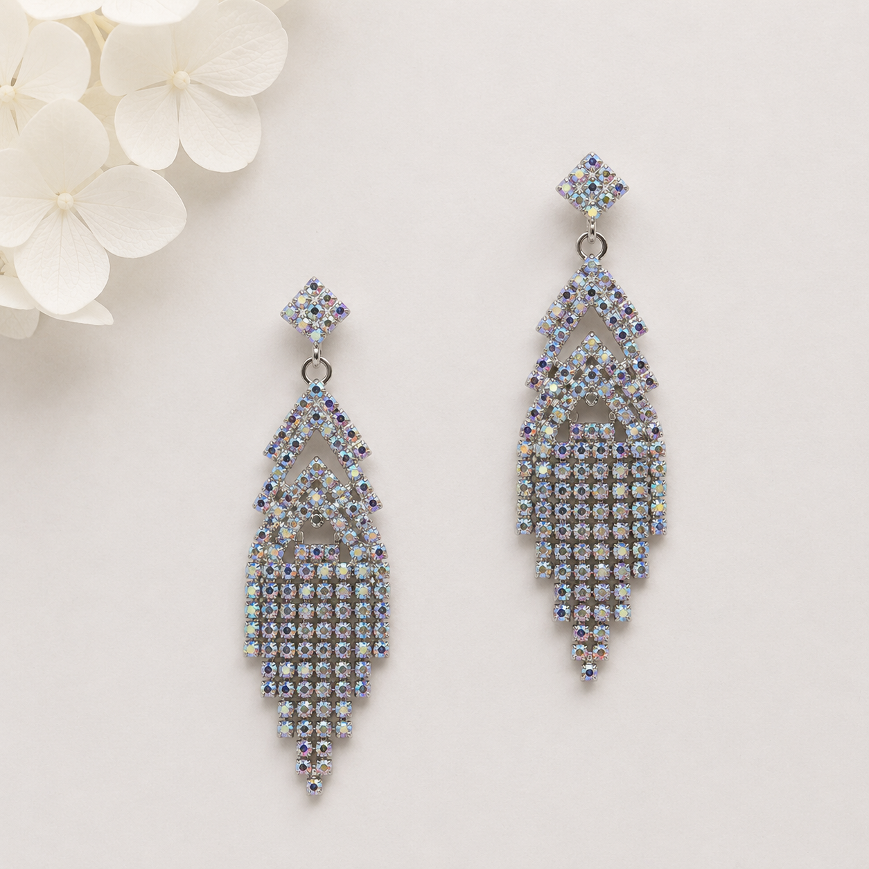 AB/Silver Tassel Earring