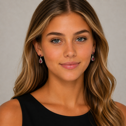 Small Dangle Earring - Rose/Silver