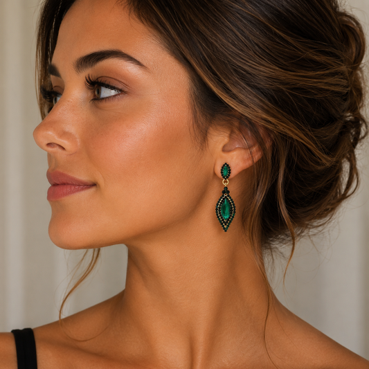 Small Dangle Earring - Emerald/Gold