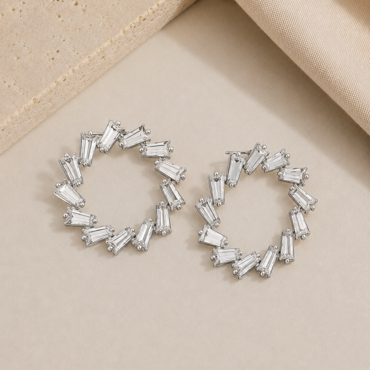 Crystal Baguette Circle Post Earring