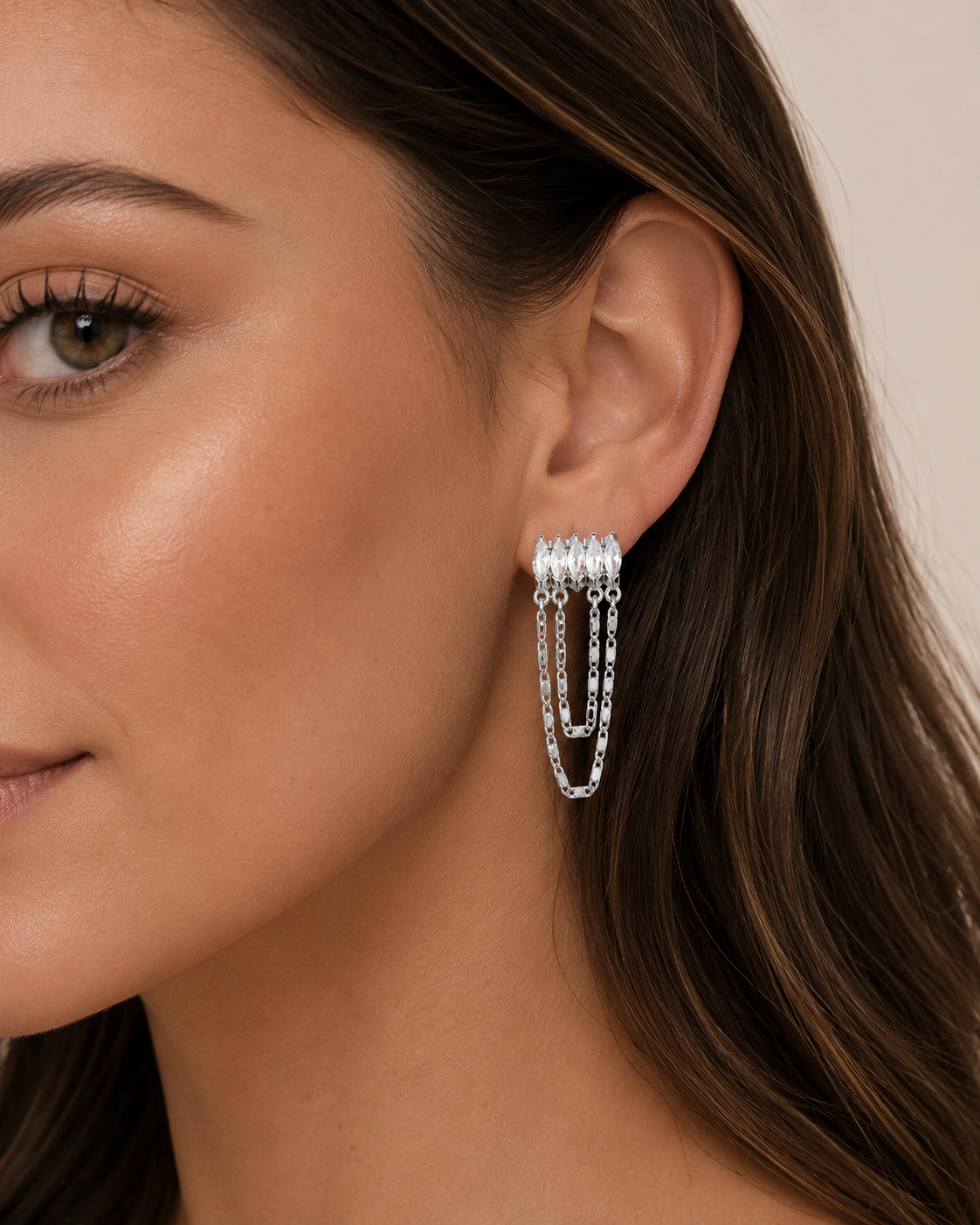 Crystal Chain Post Earring