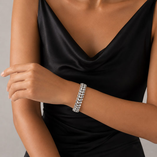 Stretch leaves Bracelet - Crystal