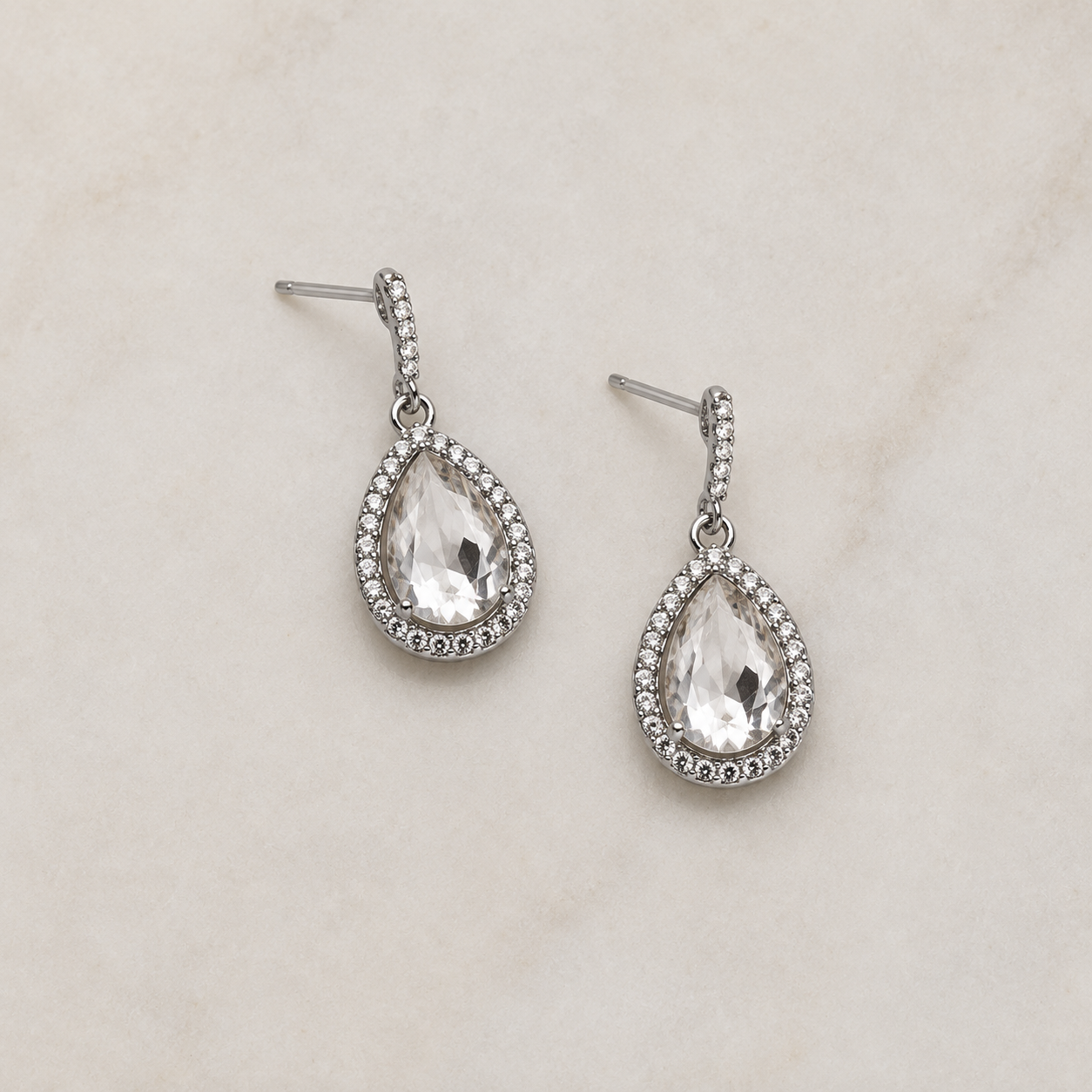 Silver Teardrop Hook Earring