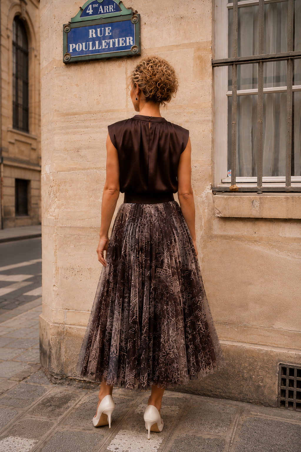 Toile De Jouy Tulle Skirt | Chocolate