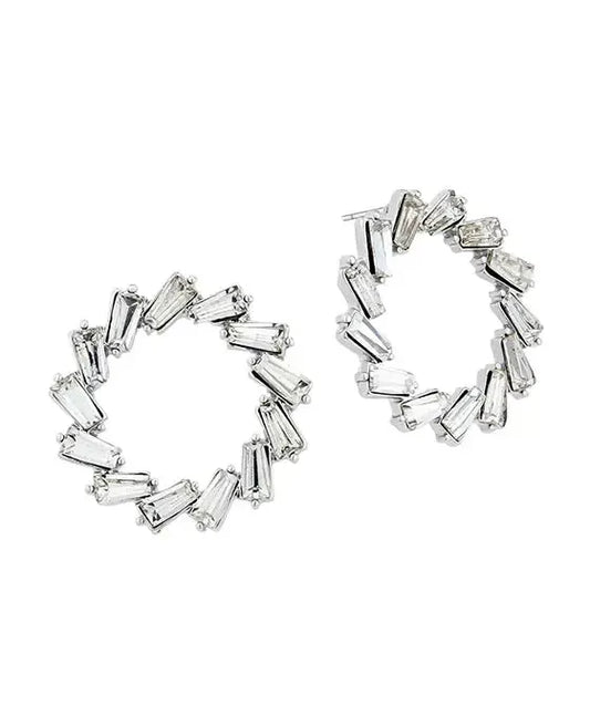 Crystal Baguette Circle Post Earring-610 ACCESSORIES - EARRING-FORMAL SOCIETY