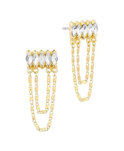 Crystal Chain Post Earring-610 ACCESSORIES - EARRING-FORMAL SOCIETY