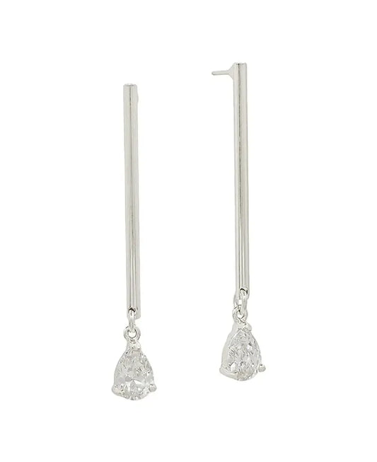 Cylinder w/ Crystal Charm Post Earring-630 ACCESSORIES - EARRINGS-FORMAL SOCIETY