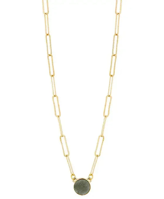 Druzy Metal Link Short Necklace-620 ACCESSORIES - NECKLACE-FORMAL SOCIETY