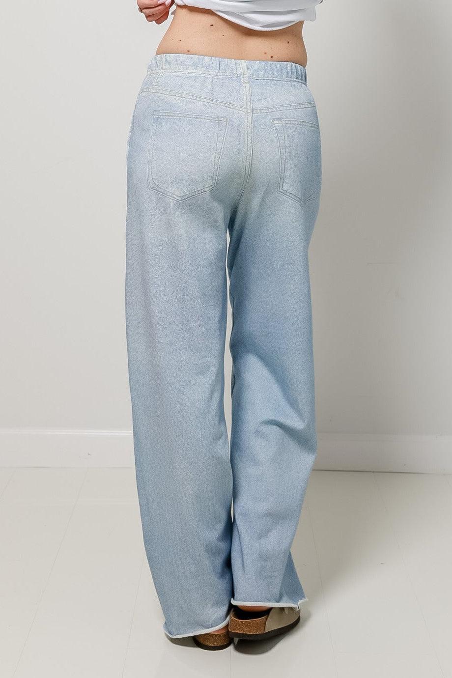 Elan Wide Leg Faux Jean-430 RTW BOTTOM - CASUAL-FORMAL SOCIETY