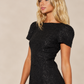 Rose Jacquard Boat Neck Mini Dress