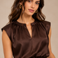 Maguie Back-Tie Top - Chocolate