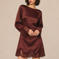Satin & Lace Long Sleeve Mini Dress