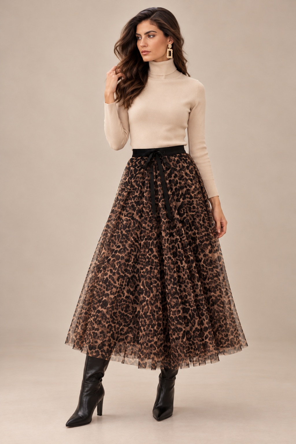 Aria Leopard Print Tulle Skirt