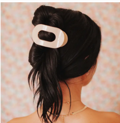 Round Flat Hair Clip | Almond Beige