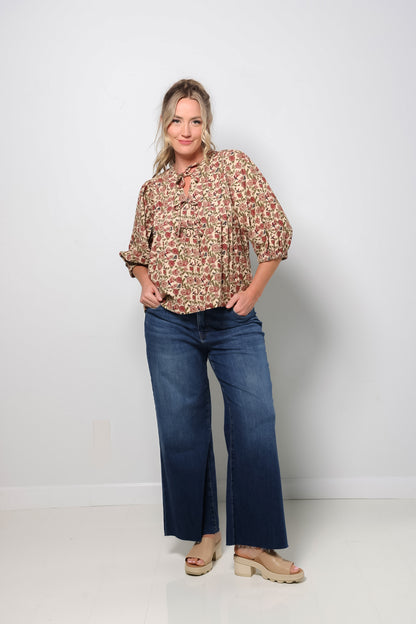Floral Cord Top-310 RTW TOP - BLOUSE-FORMAL SOCIETY