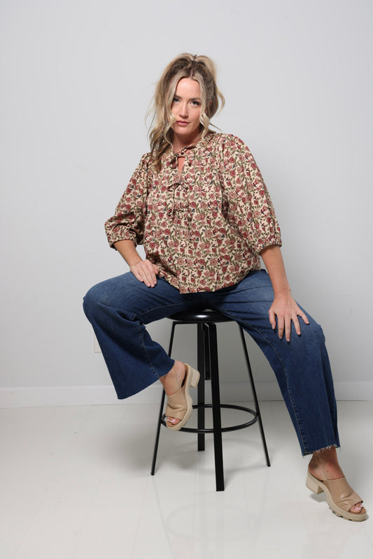 Floral Cord Top-310 RTW TOP - BLOUSE-FORMAL SOCIETY