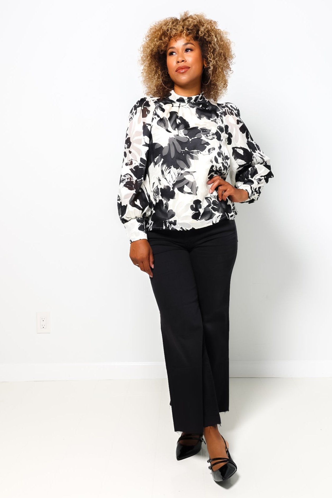 Floral Hilar Blouse-300 RTW TOP - LONG SLEEVE-FORMAL SOCIETY