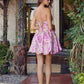 Floral Brocade Corset Bubble Mini Homecoming Dress