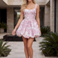 Floral Jacquard Corset Bubble Hem Mini Homecoming Dress
