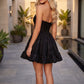 Floral Jacquard Corset Ruffle Mini Homecoming Dress