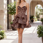 Leopard Print Tiered Ruffle Corset Mini Homecoming Dress