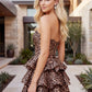Leopard Print Tiered Ruffle Corset Mini Homecoming Dress