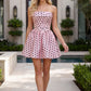 Polka Dot Corset A Line Mini Dress Lace Up Back Homecoming Dress